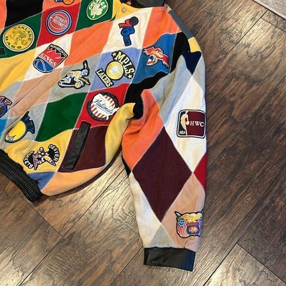 NBA BASKETBALL HARDWOOD CLASSICS HAMILTON LEATHER ABA PATCH JACKET 4XL GUC - Picture 4 of 15